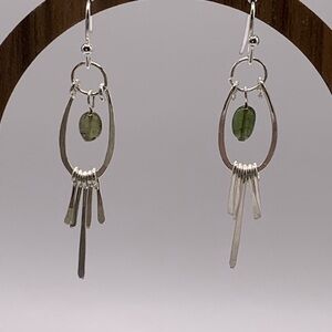 Elegant Sterling Silver and Green Tourmaline Dangle Earrings